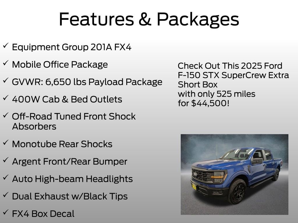 Certified 2025 Ford F150 STX w/ Equipment Group 201A FX4 image 7