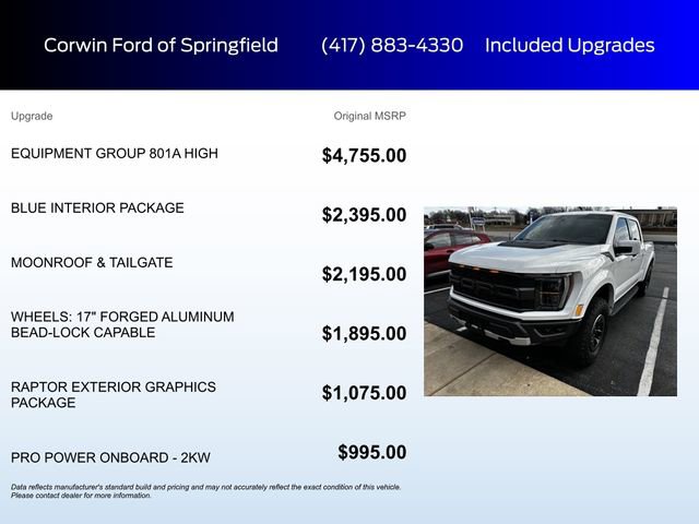 Certified 2022 Ford F150 Raptor w/ Equipment Group 801A High image 6