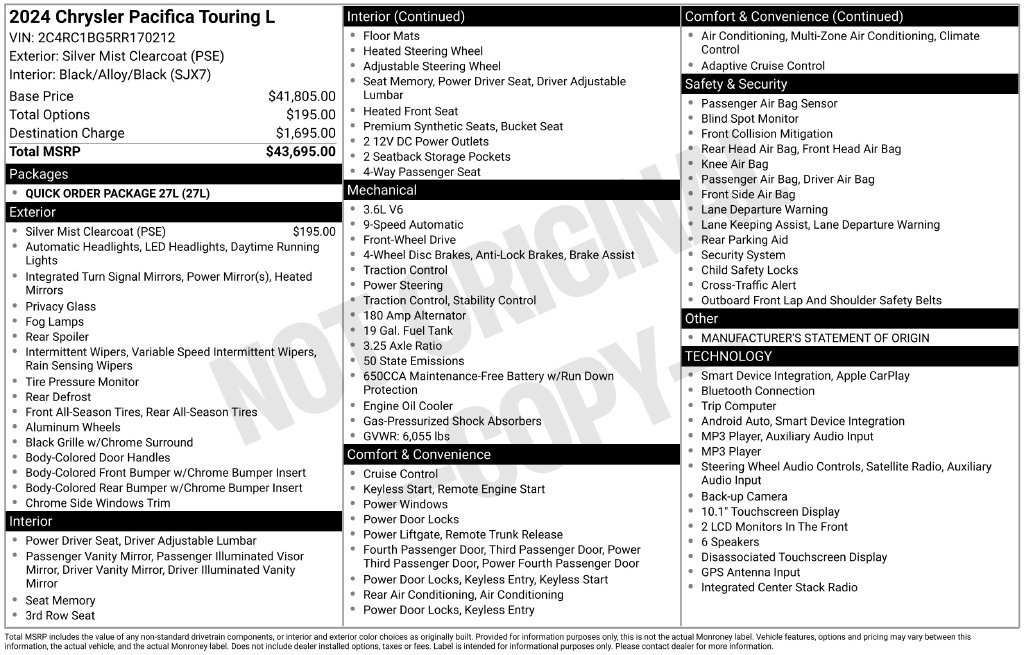 Used 2024 Chrysler Pacifica Touring-L FWD image 36