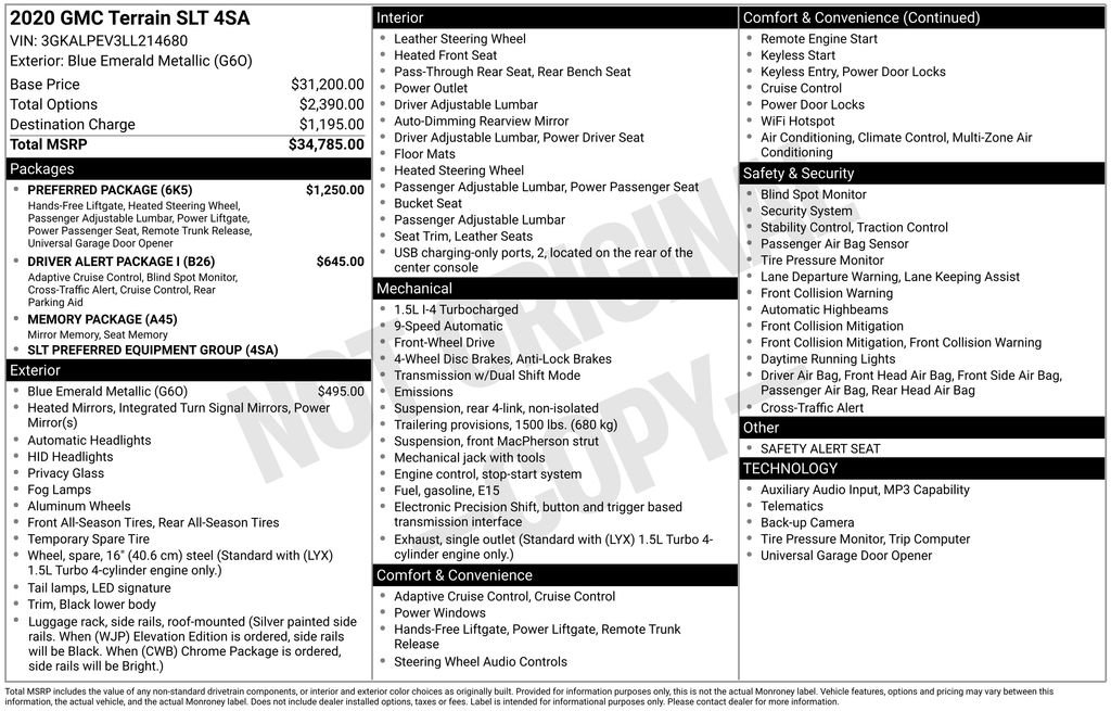Used 2020 GMC Terrain SLT w/ Preferred Package FWD image 9