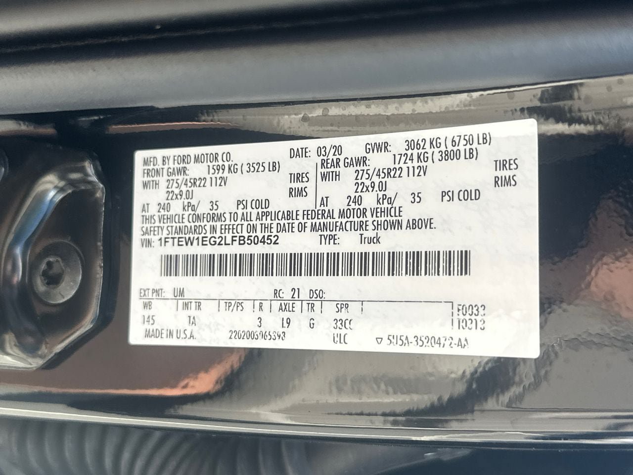 Certified 2020 Ford F150 Limited AWD/4WD image 36