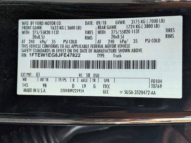 Certified 2018 Ford F150 Platinum w/ Equipment Group 701A Luxury AWD/4WD image 30