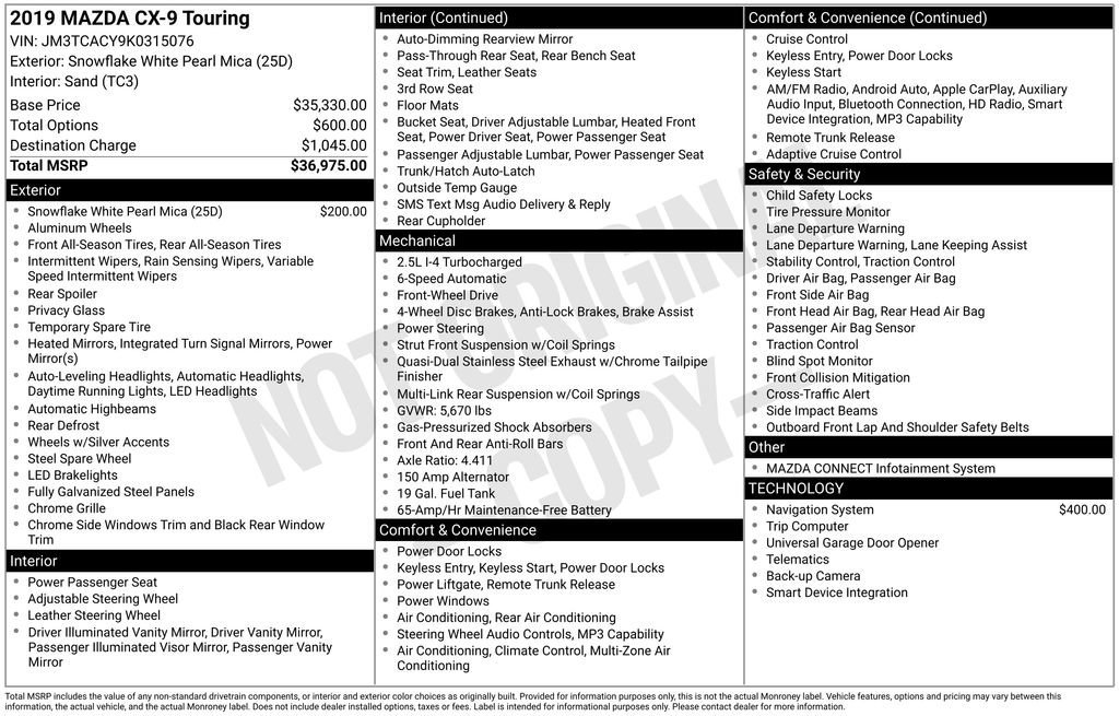 Used 2019 MAZDA CX-9 Touring image 10