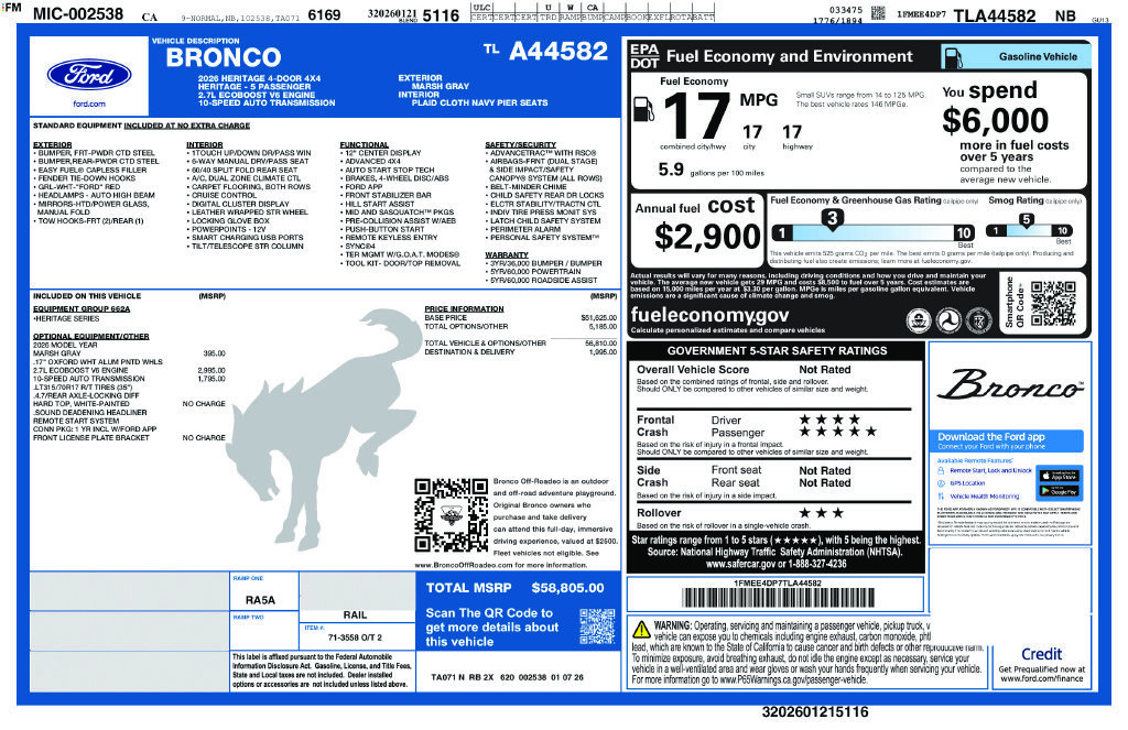 Certified 2026 Ford Bronco Heritage Edition AWD/4WD image 2