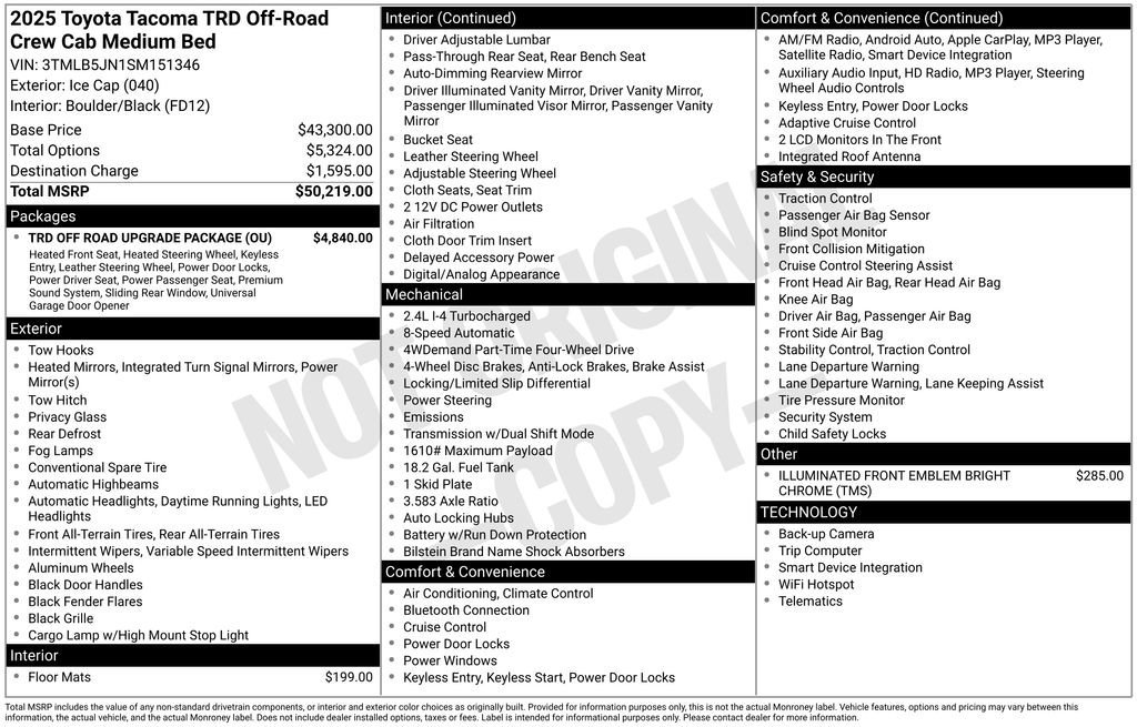 Used 2025 Toyota Tacoma TRD Off-Road w/ TRD Off Road Upgrade Package image 29