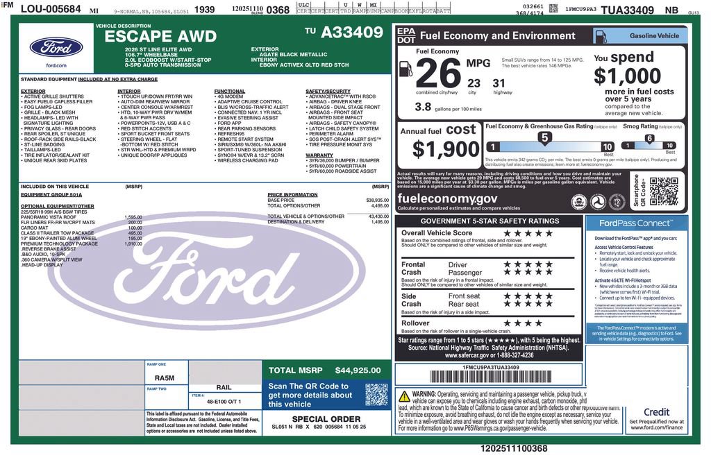Certified 2026 Ford Escape ST-Line Elite w/ Premium Technology Package AWD/4WD image 29