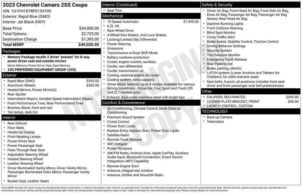 Used 2023 Chevrolet Camaro SS RWD image 41