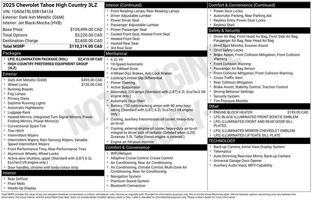 Used 2025 Chevrolet Tahoe High Country w/ LPO, Illumination Package AWD/4WD image 38