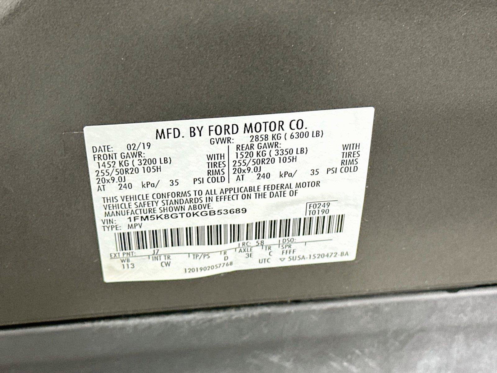 Certified 2019 Ford Explorer Sport w/ Equipment Group 401A AWD/4WD image 24