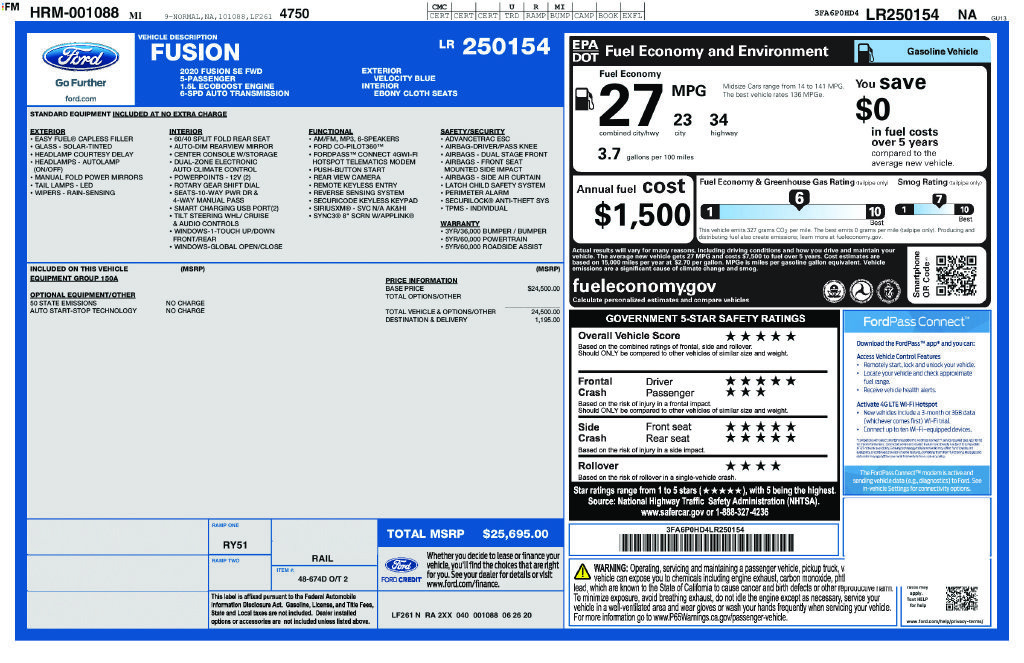 Certified 2020 Ford Fusion SE FWD image 30