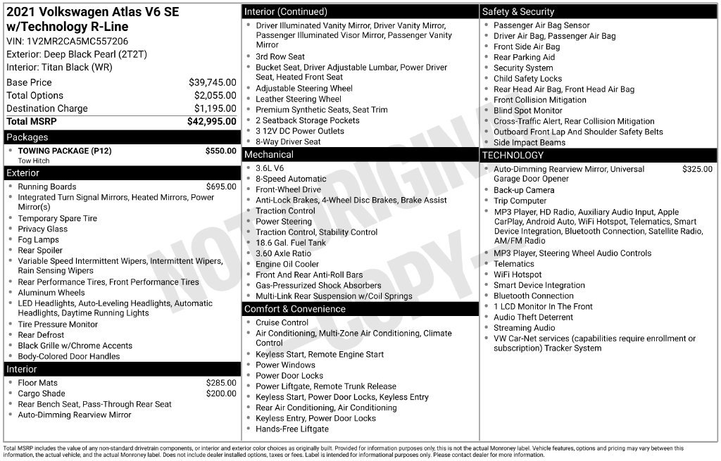 Used 2021 Volkswagen Atlas SE w/ Towing Package FWD image 5