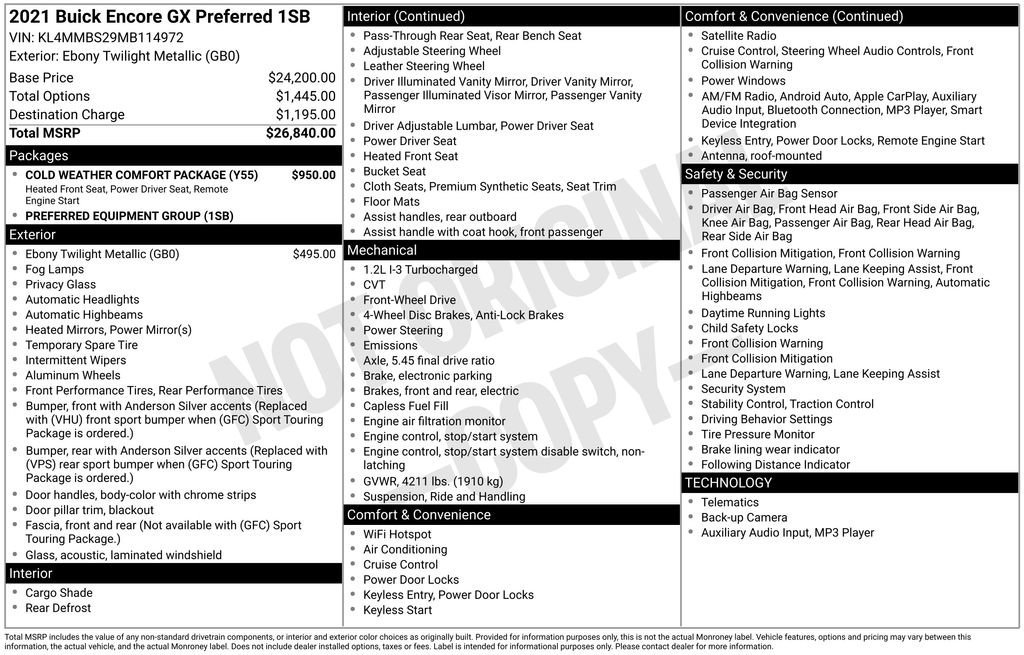 Used 2021 Buick Encore GX Preferred w/ Cold Weather Comfort Package image 6
