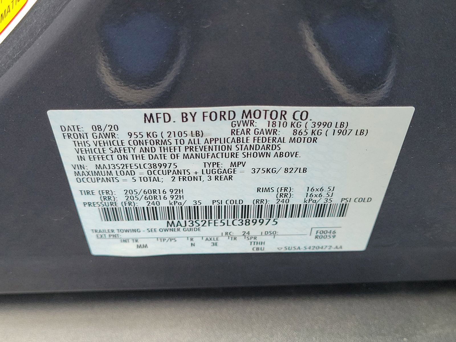 Certified 2020 Ford EcoSport S FWD image 27
