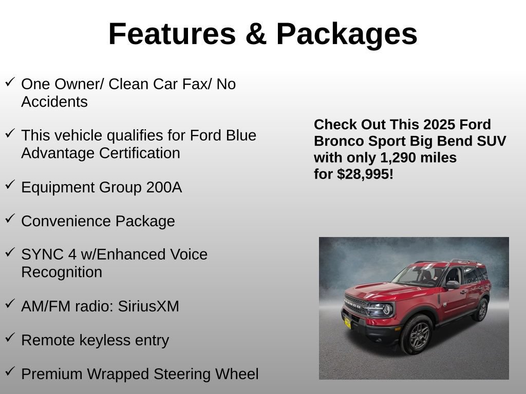 Certified 2025 Ford Bronco Sport Big Bend w/ Convenience Package AWD/4WD image 4