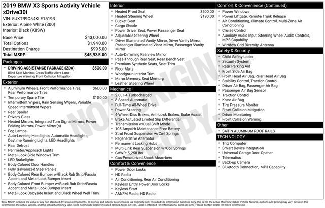 Used 2019 BMW X3 xDrive30i w/ Driving Assistance Package AWD/4WD image 36