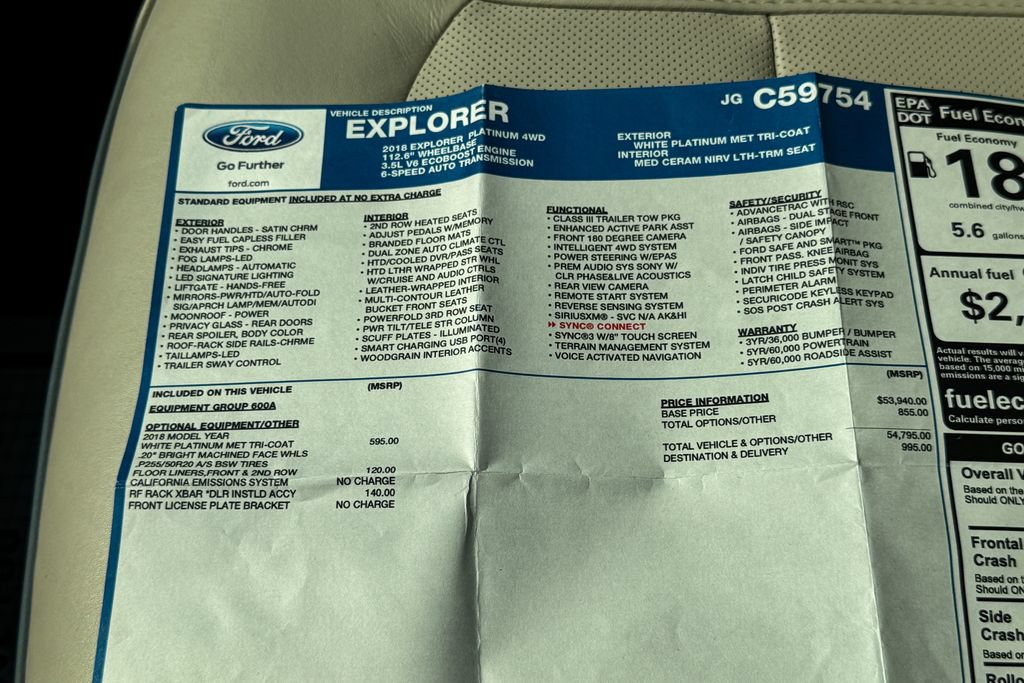 Certified 2018 Ford Explorer Platinum AWD/4WD image 42