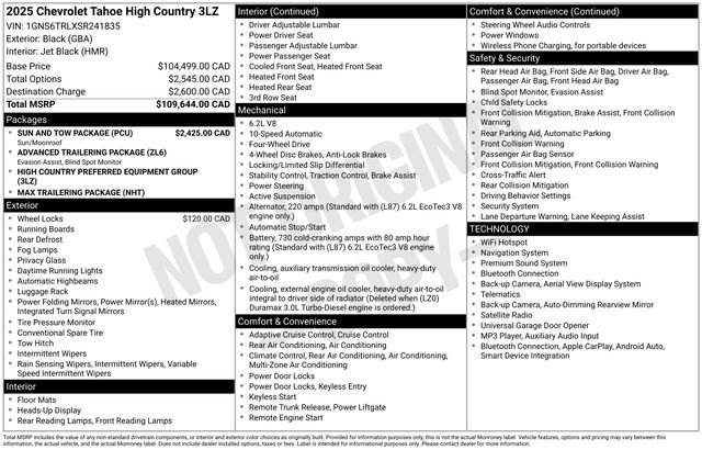 Used 2025 Chevrolet Tahoe High Country w/ Sun And Tow Package AWD/4WD image 27