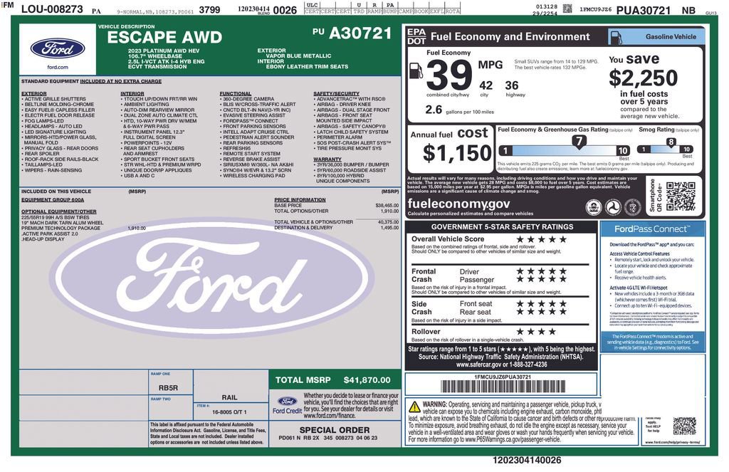 Certified 2023 Ford Escape Platinum w/ Premium Technology Package image 33
