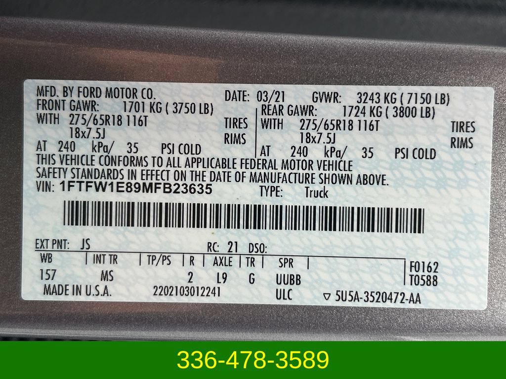 Certified 2021 Ford F150 XLT w/ Equipment Group 302A High AWD/4WD image 13
