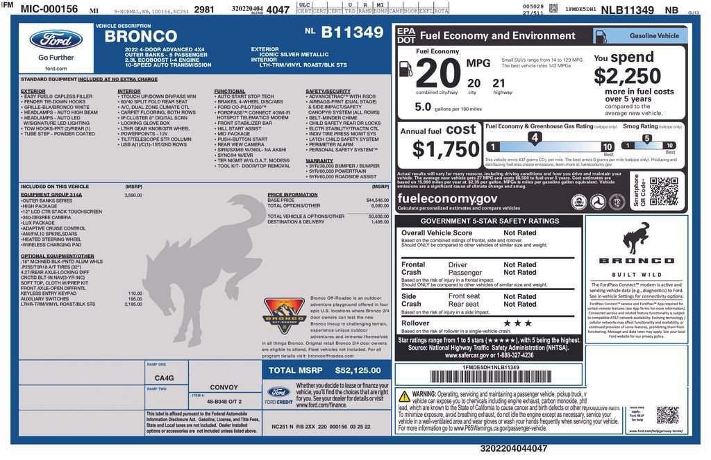 Certified 2022 Ford Bronco Outer Banks AWD/4WD image 3