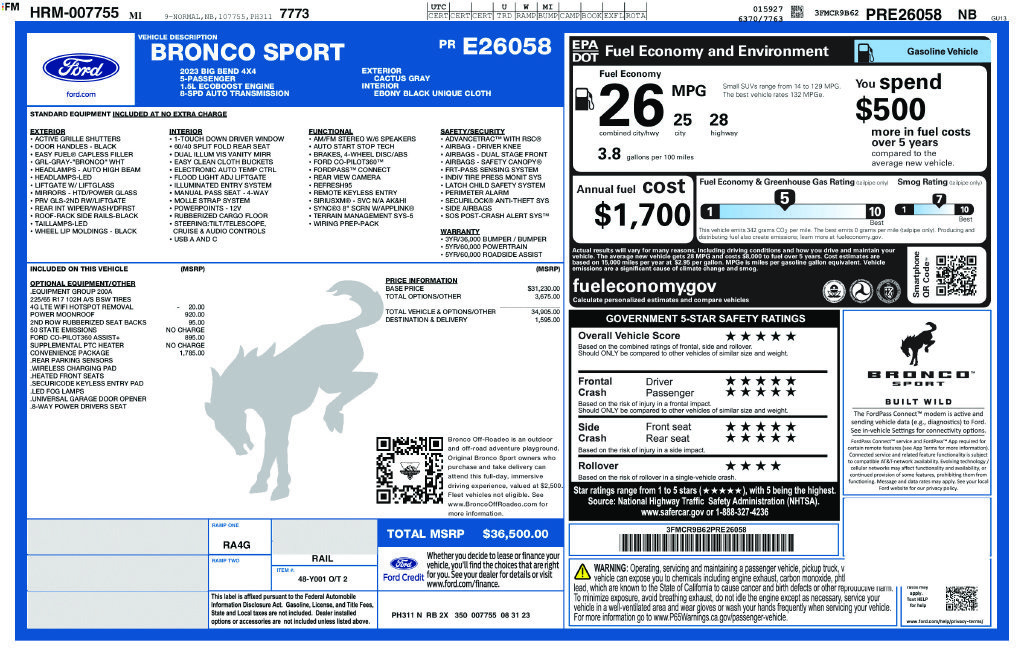 Certified 2023 Ford Bronco Sport Big Bend w/ Convenience Package AWD/4WD image 39