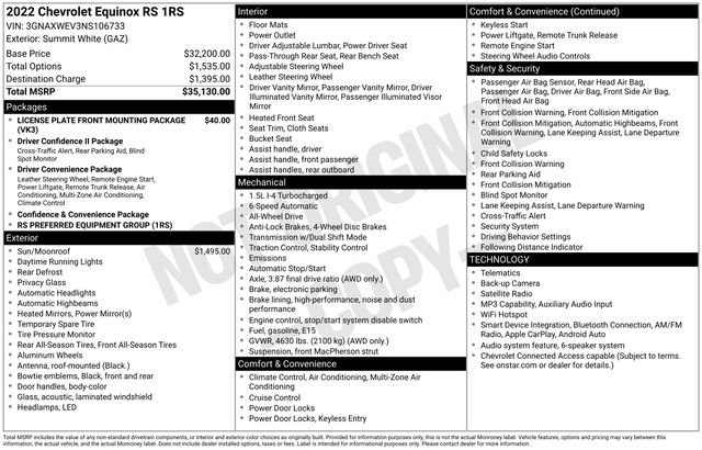 Used 2022 Chevrolet Equinox RS AWD/4WD image 64