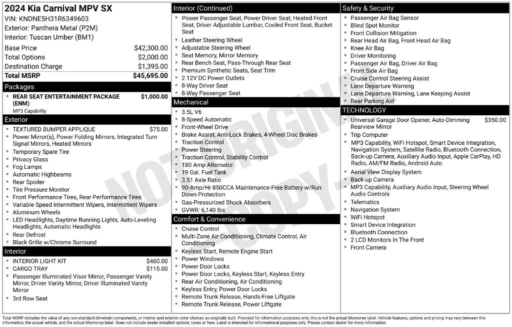Used 2024 Kia Carnival SX FWD image 5