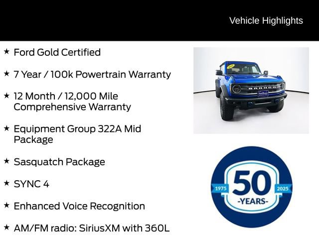 Certified 2022 Ford Bronco Black Diamond w/ Sasquatch Package image 10