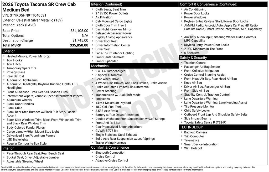 Used 2026 Toyota Tacoma SR RWD image 33
