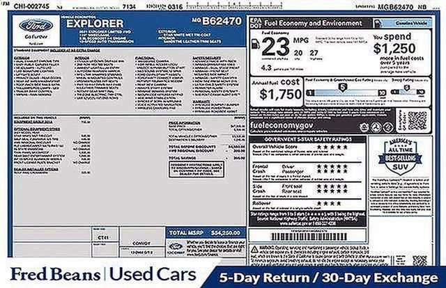 Certified 2021 Ford Explorer Limited w/ Equipment Group 301A image 43