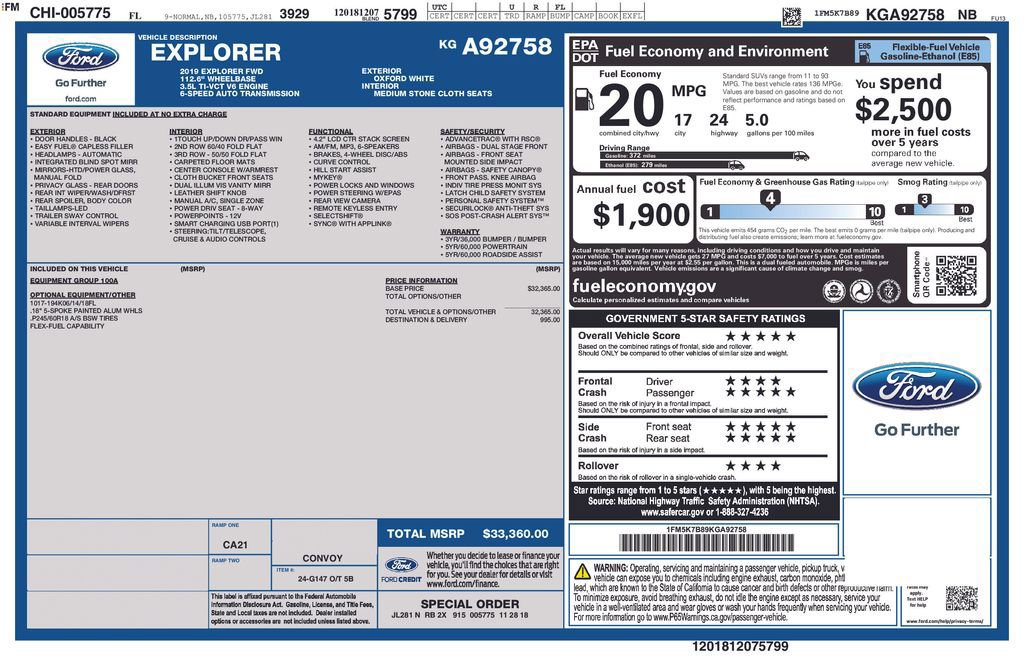 Certified 2019 Ford Explorer FWD image 10