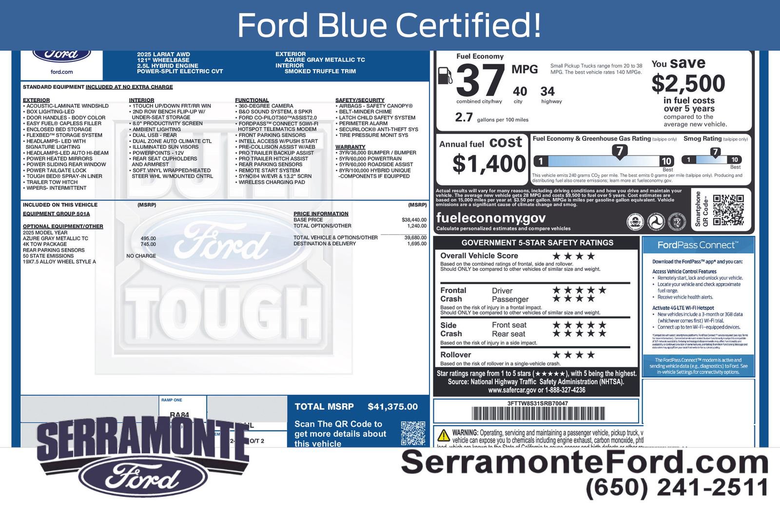 Certified 2025 Ford Maverick Lariat w/ 4K Tow Package AWD/4WD image 19