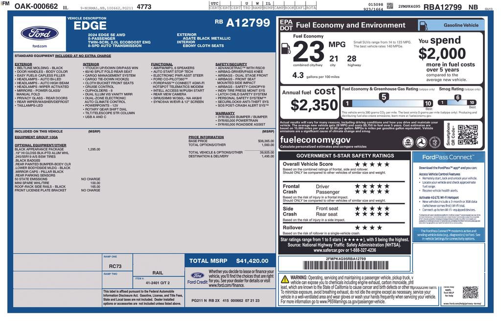 Certified 2024 Ford Edge SE w/ Black Appearance Package image 35