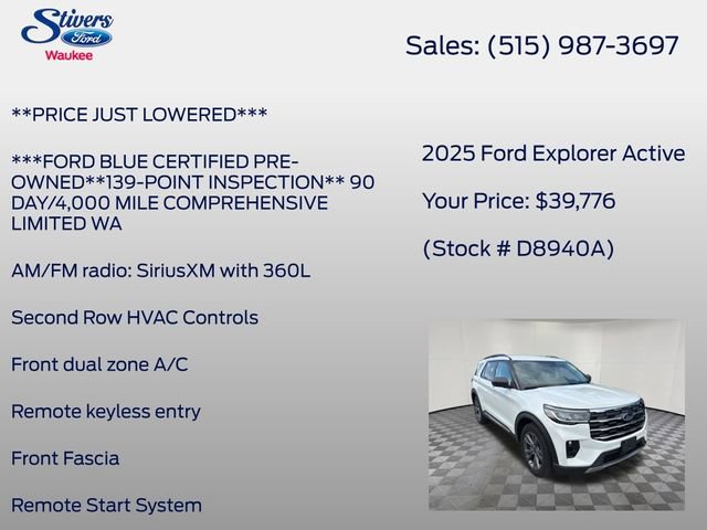 Certified 2025 Ford Explorer Active w/ Active Comfort Package AWD/4WD image 16