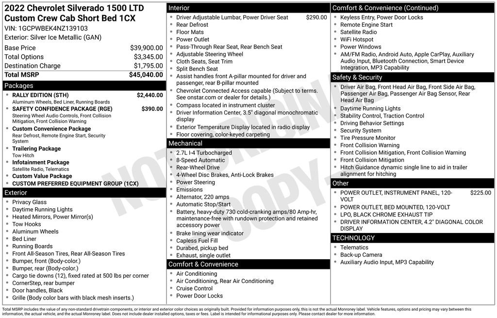 Used 2022 Chevrolet Silverado 1500 Custom w/ Rally Edition RWD image 52