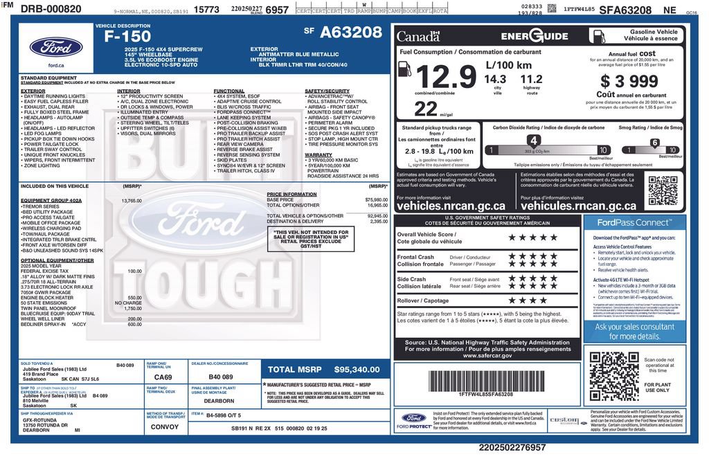 Certified 2025 Ford F150 Tremor w/ Equipment Group 402A High AWD/4WD image 37
