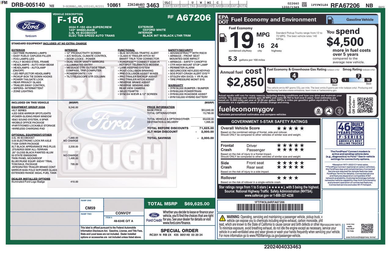 Certified 2024 Ford F150 XLT w/ Equipment Group 303A High AWD/4WD image 36