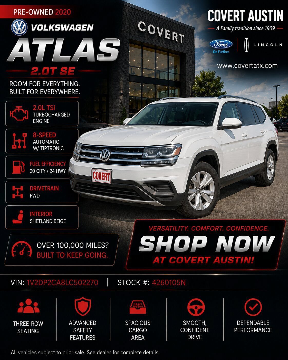 Used 2020 Volkswagen Atlas SE
