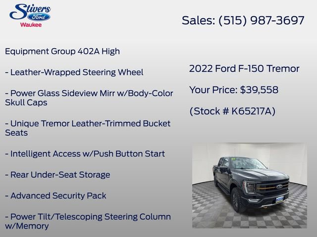 Certified 2022 Ford F150 Tremor w/ Equipment Group 402A High AWD/4WD image 28