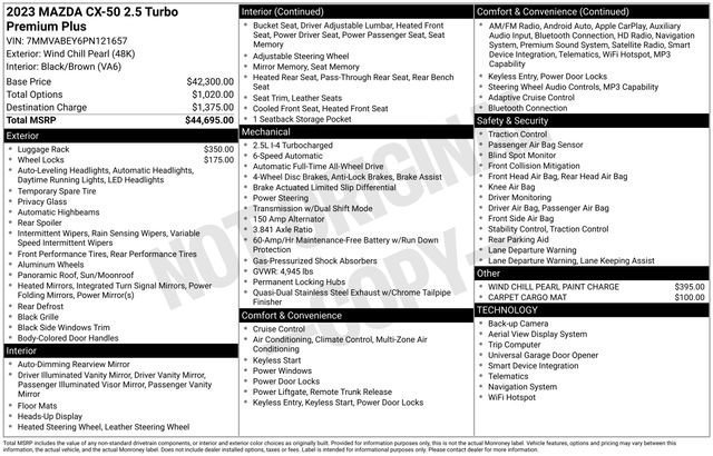 Used 2023 MAZDA CX-50 2.5 Turbo w/ Premium Plus Pkg AWD/4WD image 36