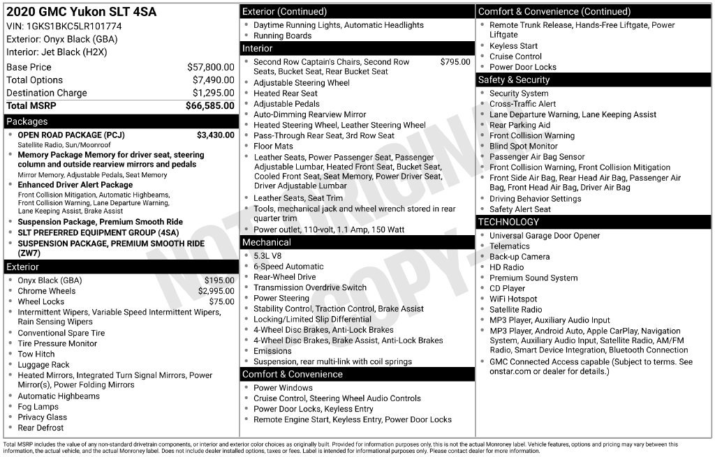 Used 2020 GMC Yukon SLT w/ Open Road Package RWD image 9