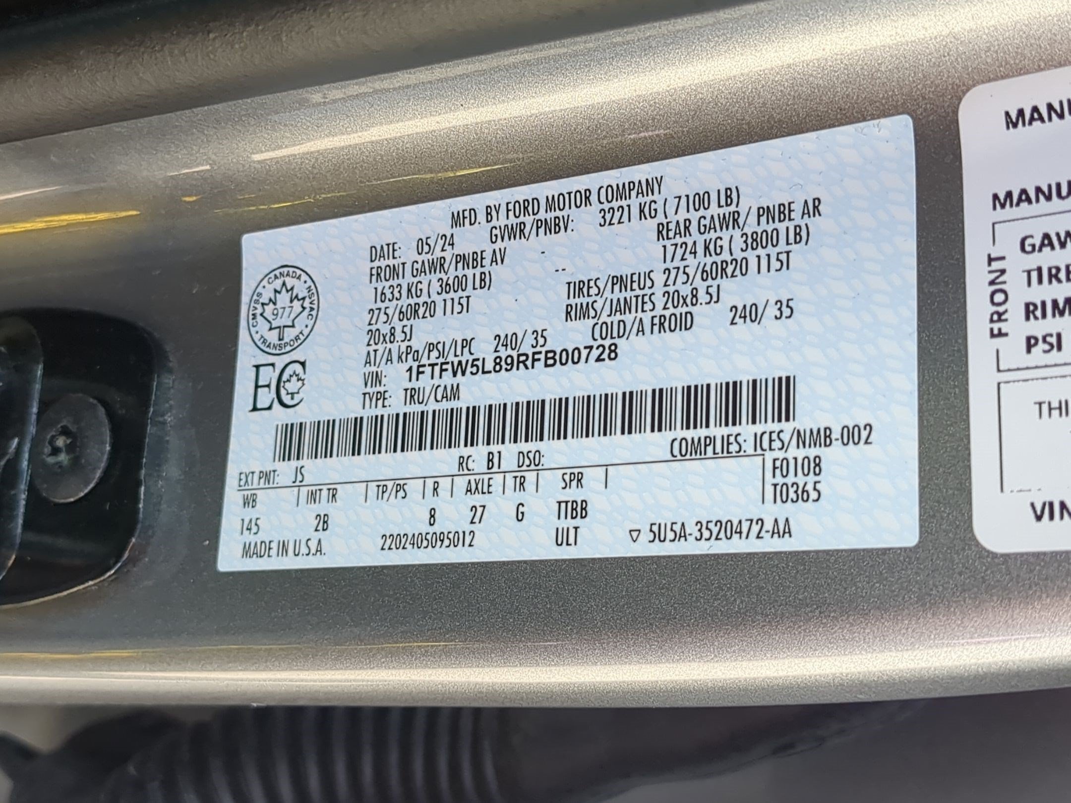 Certified 2024 Ford F150 Lariat w/ Equipment Group 502A High AWD/4WD image 36