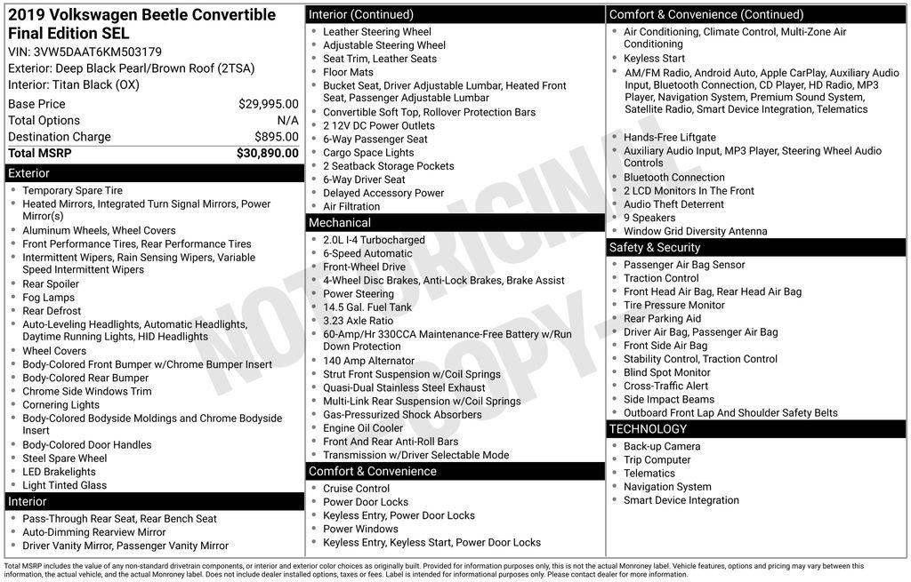 Used 2019 Volkswagen Beetle 2.0T Final Edition SEL image 36