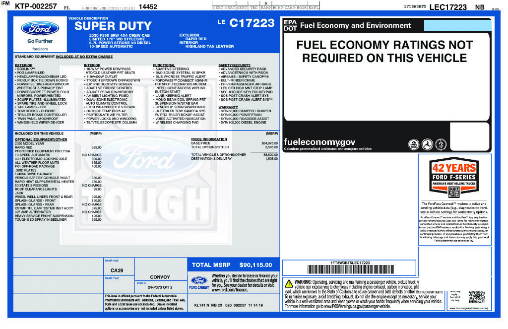 Certified 2020 Ford F350 Limited w/ FX4 Off-Road Package AWD/4WD image 23