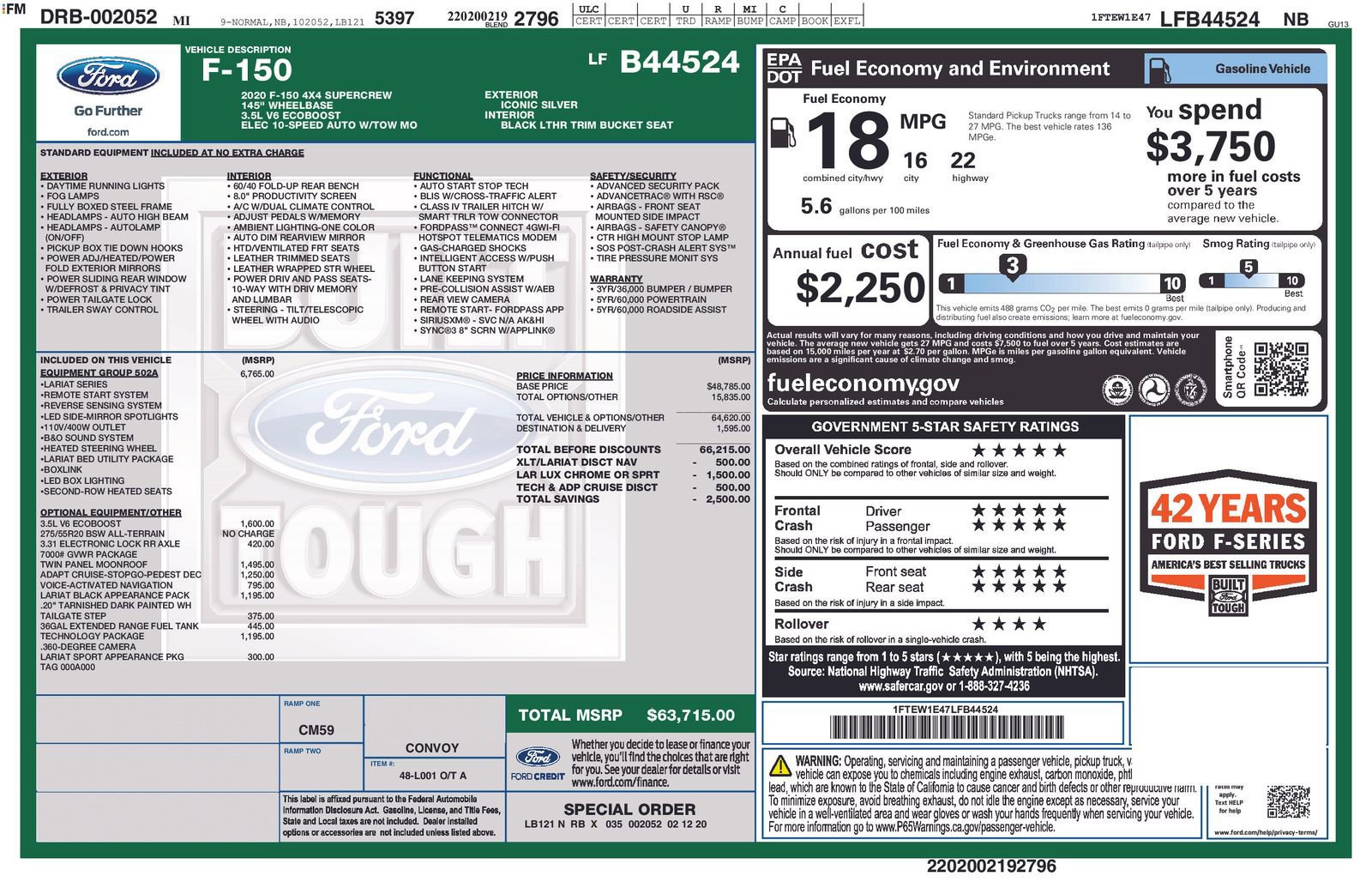 Certified 2020 Ford F150 Lariat w/ Equipment Group 502A Luxury image 5