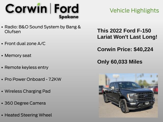 Certified 2022 Ford F150 Lariat w/ Equipment Group 502A High AWD/4WD image 31