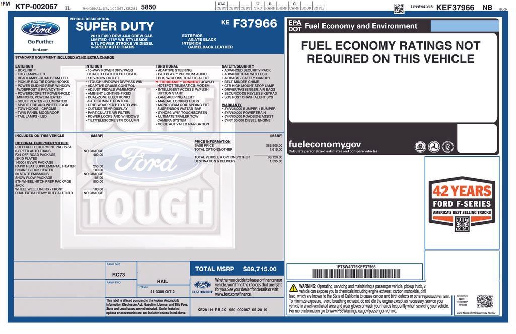 Certified 2019 Ford F450 Limited AWD/4WD image 40