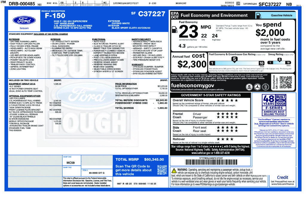 Certified 2025 Ford F150 XLT w/ Equipment Group 301A Standard AWD/4WD image 6