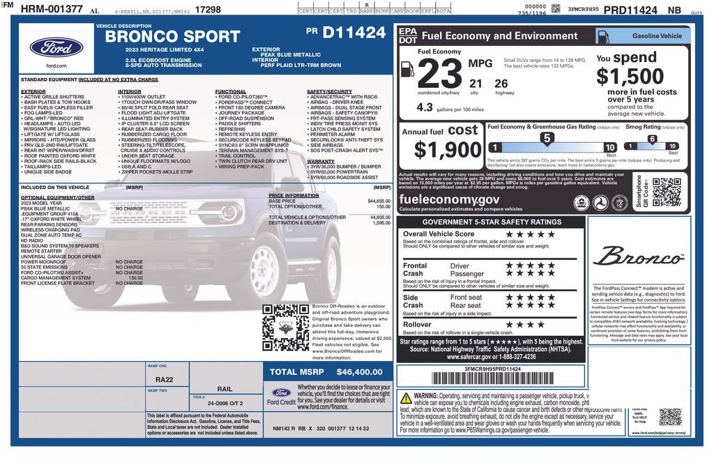 Certified 2023 Ford Bronco Sport Heritage Limited AWD/4WD image 5