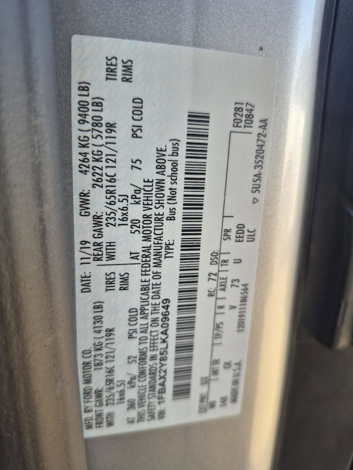 Certified 2020 Ford Transit 350 XLT image 5